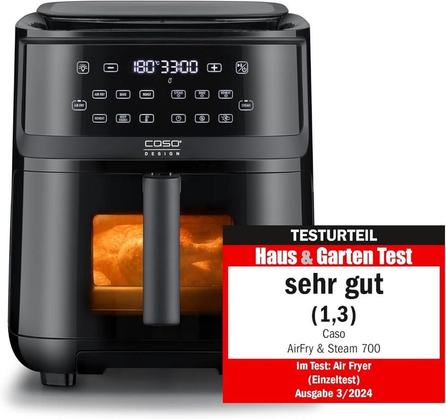 Extra Grote Heteluchtfriteuse met Stoomfunctie 7 Liter Gezond Frituren en Stomen