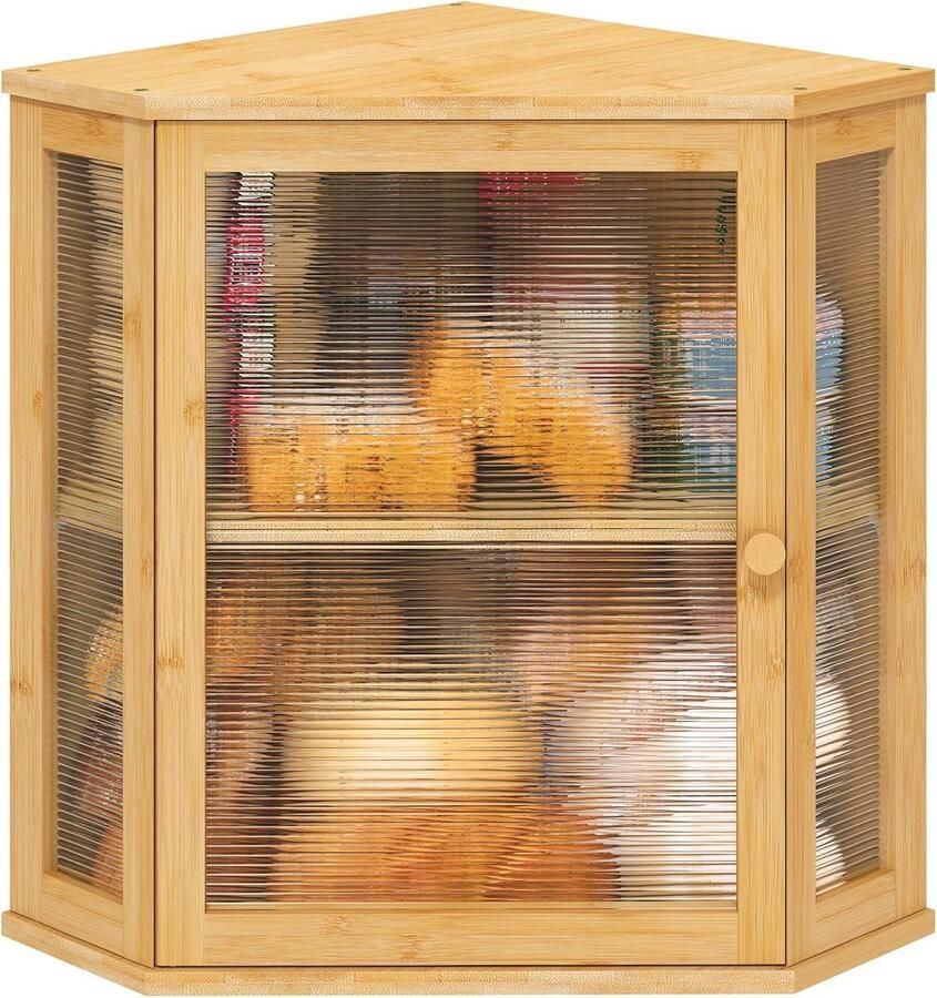 Grote Brooddoos Broodbak Hoek Keuken Opbergen Acryl Golvend Deur XL Capaciteit Bamboe