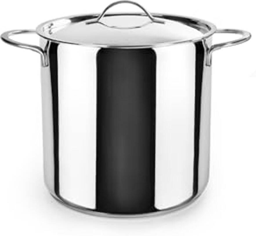 Extra Hoge Kookpan met Deksel 28 cm Roestvrij Staal Geschikt voor Inductie
