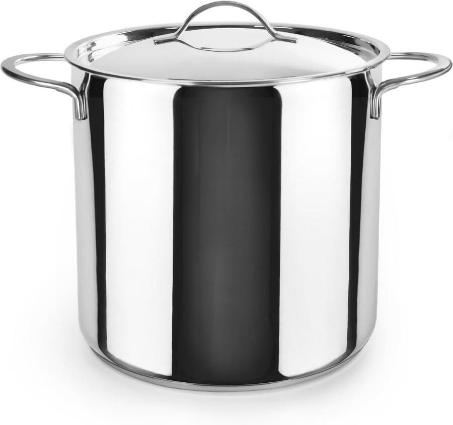 Extra Hoge Kookpan met Deksel 28 cm Roestvrij Staal Geschikt voor Inductie