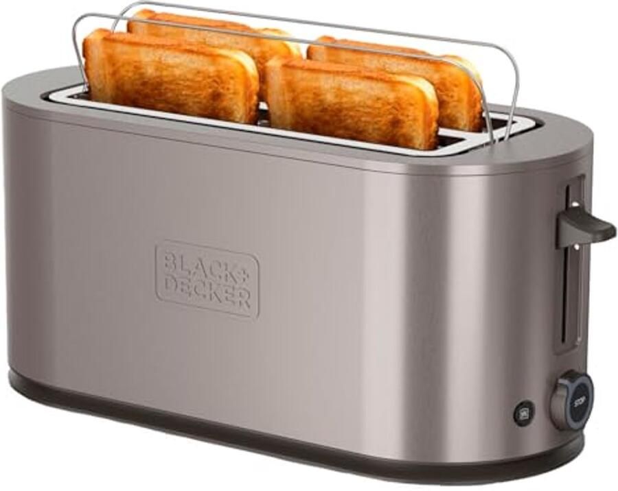 Extra Large Broodrooster 1500W met 7 Bruiningsniveaus en Opklapbare Broodjeswarmer