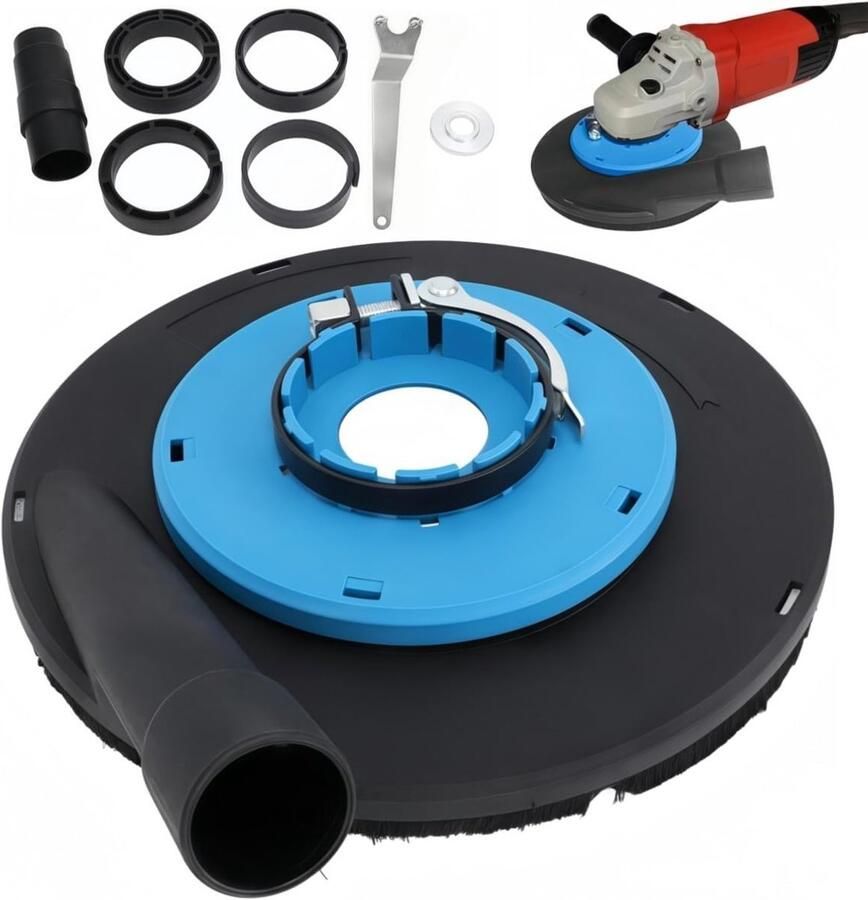 Extractor afzuigkap met stofafzuiging 230 mm voor cement slijpmachine geschikt voor beton marmer en tegels inclusief accessoires voor optimale stofverwijdering - Foto 1