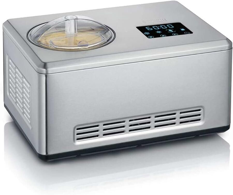 EZ 7405 Ijsmachine met Yoghurtfunctie Incl. Ijshouder (2L) en Receptenboek Digitale Timer Dekselopening Zilver