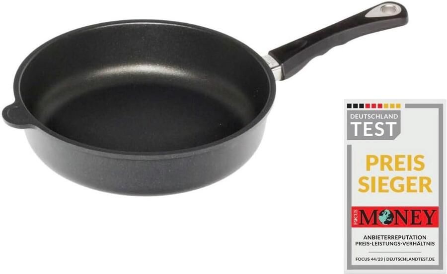 F frying pan 20 cm with sturdy handle suitable for induction non-stick coating cast iron