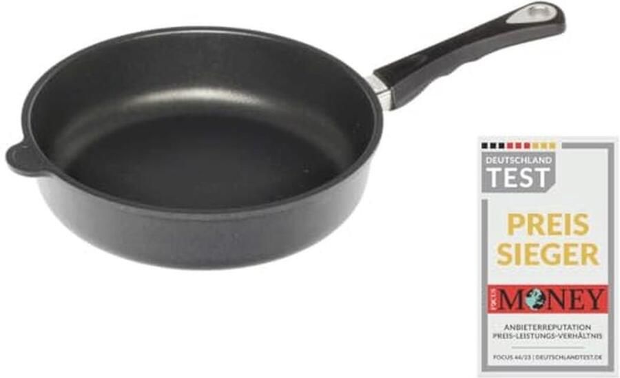 F frying pan 20 cm with sturdy handle suitable for induction non-stick coating cast iron