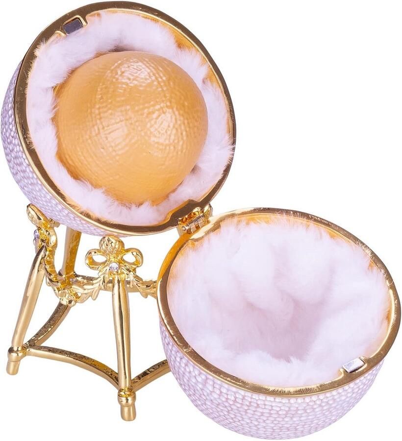 Faberge-stijl Fabergé Eerste Kippenei Juwelendoos met Kip 13 cm Wit