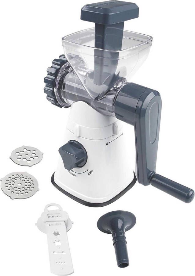 FACKELMANN easyprepare vleesmolen en worstmachine vleesverwerking en kaasrasp wit en blauw van kunststof en roestvrij staal Vleeshakker