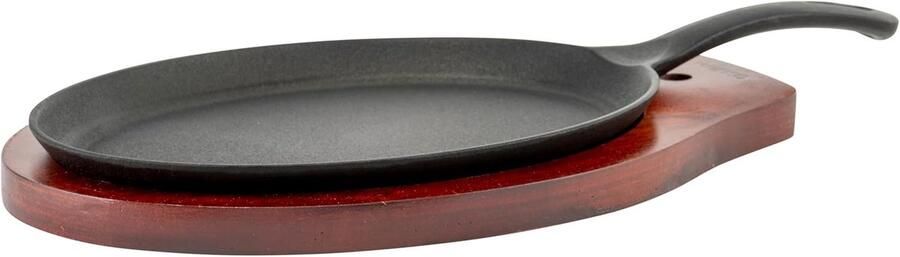 Fajita Serveerset Gietijzeren Pan Dineren Presenteren Twee Delig 39 cm Lengte Zwart