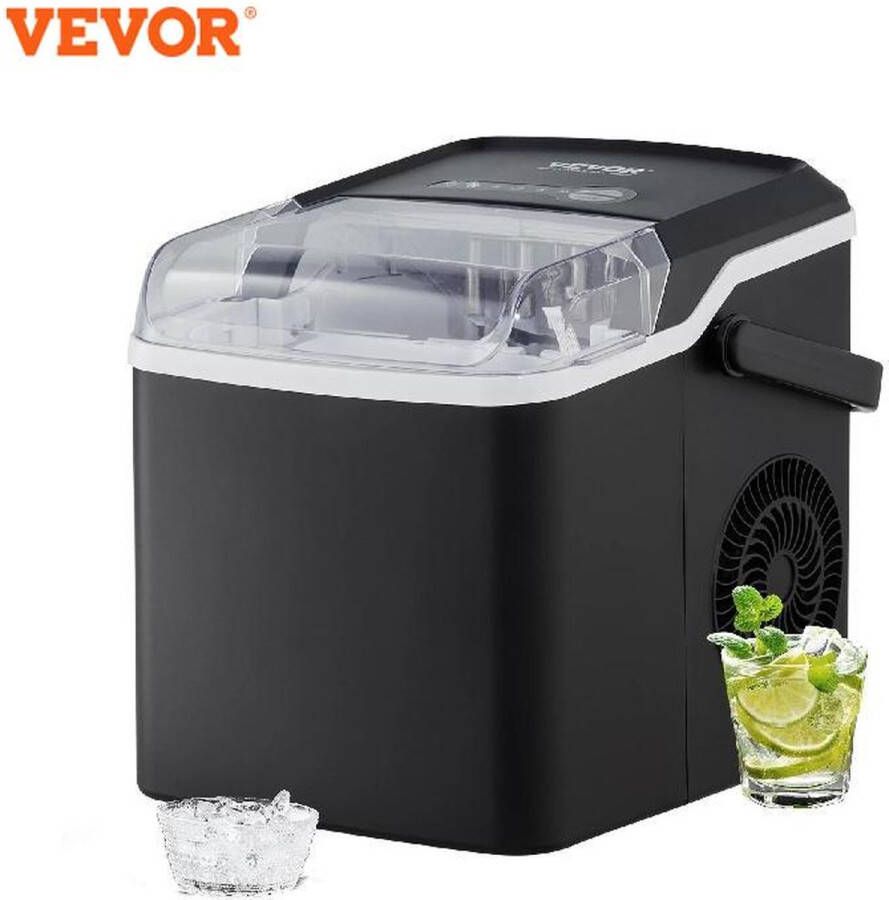 Fayb IJsblokjesmachine IJsmachine IJsmaker Elektrisch 12 KG per 24H 9 Blokjes per 7 minuten Draagbaar 2 IJsblokjesmaten Zelfreinigend IJsschepje en ijsbakje inbegrepen 1.3L Watertank 150W Zwart 25x30x28cm