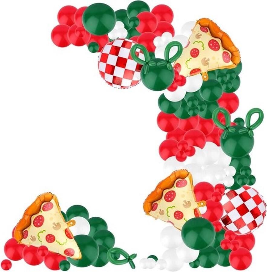Feestballonnenset Decoratieballonnen Voor themafeesten Realistisch pizzadesign 150 stuks Veelkleurig