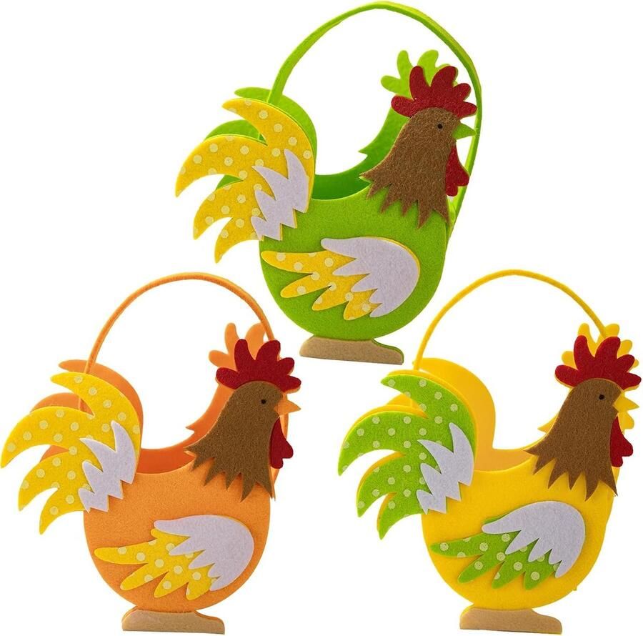Felt Easter Basket Egg Holder Easter Egg Hunt Cute Faucet Design 3 Pack Multicolor