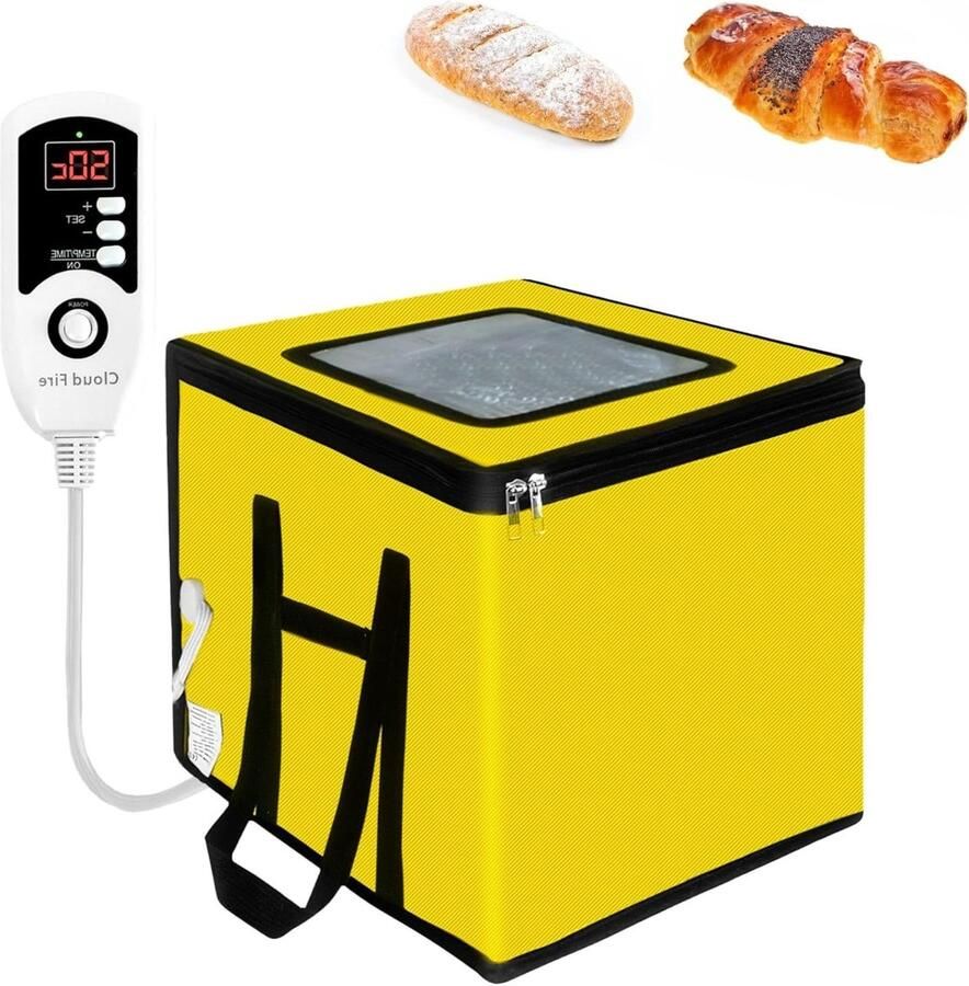 Fermentatiebox Brooddeeg Gistbox Zuurdesem Brood Bakken Opvouwbaar Ontwerp 27x27x27 cm Geel