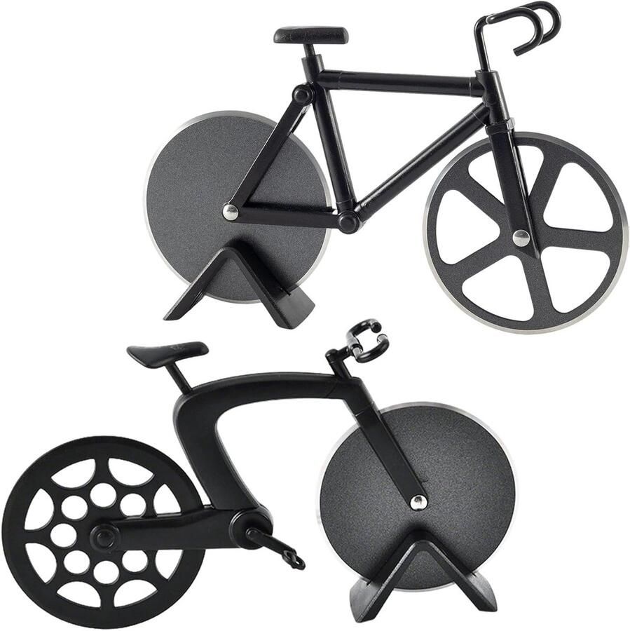 Fiets pizzasnijder set van 2 roestvrijstalen pizzaroller met anti-aanbaklaag en scherpe messen voor perfecte pizza's