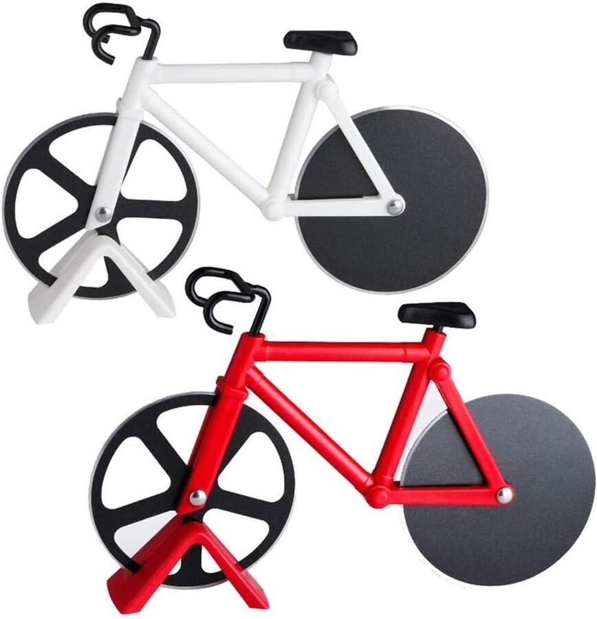 Fiets-pizzasnijder van roestvrij staal 2 stuks wielsnijder bakgereedschap voor pizza en taarten