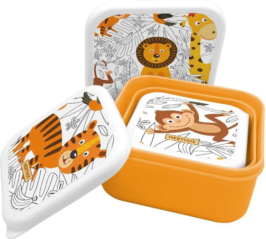 FIH 1325 stapelbare kinder lunchbox leeuwen set 3 bakjes BPA-vrij school