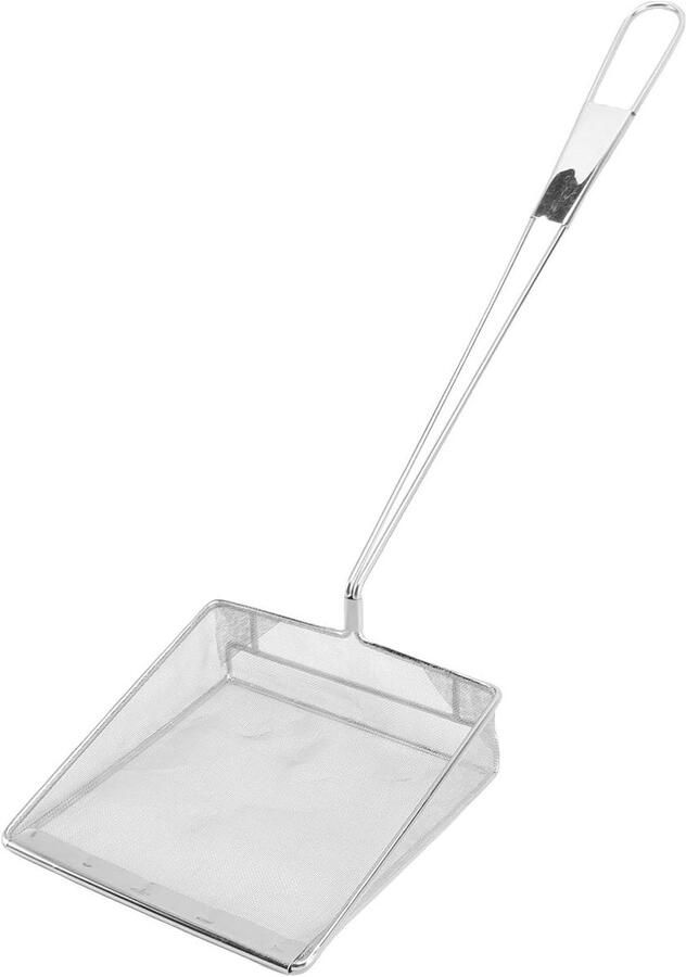 Fijne Schuimspaan Friteuse Zeef Veilig Frituren Lange Handgreep 67 cm Zilver