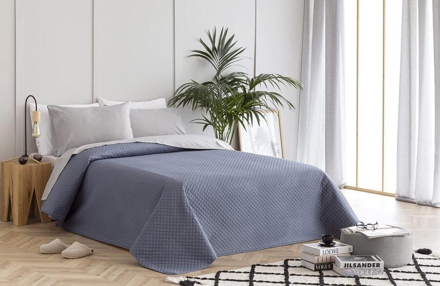 Fijne sprei met ruitpatroon voor lente zomer herfst en winter 100% microvezel extra zacht multifunctionele sprei bedsprei 80 90-180 x 260 cm grijsblauw