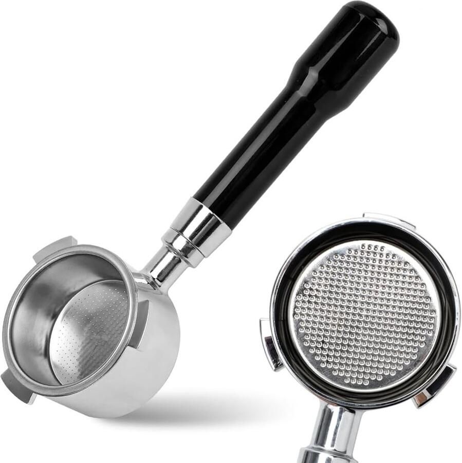 Filterhouder zonder bodem 51 mm voor DeLonghi espressomachines Koffiezeefhouder met roestvrijstalen filtermand en ergonomische handgreep zwart en duurzaam