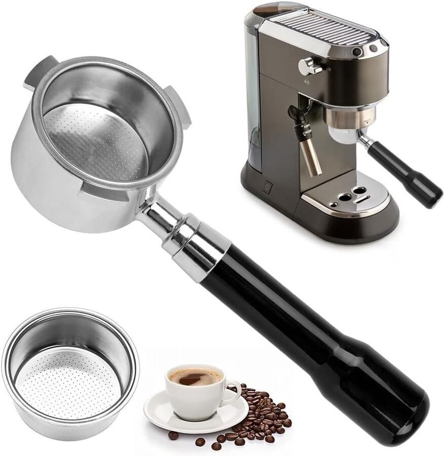 Filterhouder zonder bodem voor 51 mm espressomachines roestvrijstalen koffiezeefhouder met 3 oren en houten handvat voor perfecte koffie-extractie