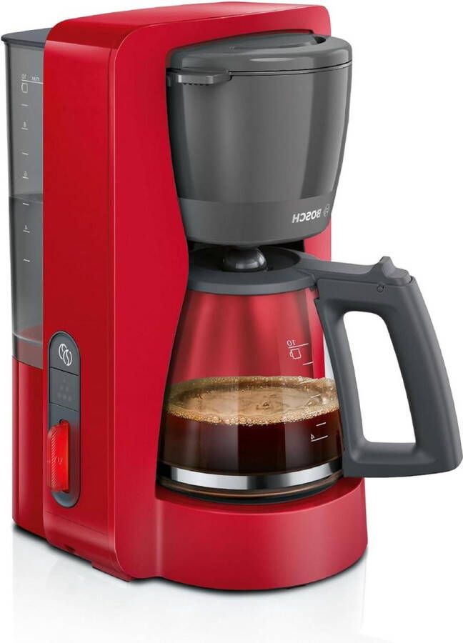 Filterkoffiezetapparaat 1200 W glazen kan 1 25 l voor 10-15 kopjes 60 minuten warmhoudfunctie aroma-intense ontkalkingsprogramma mat rood