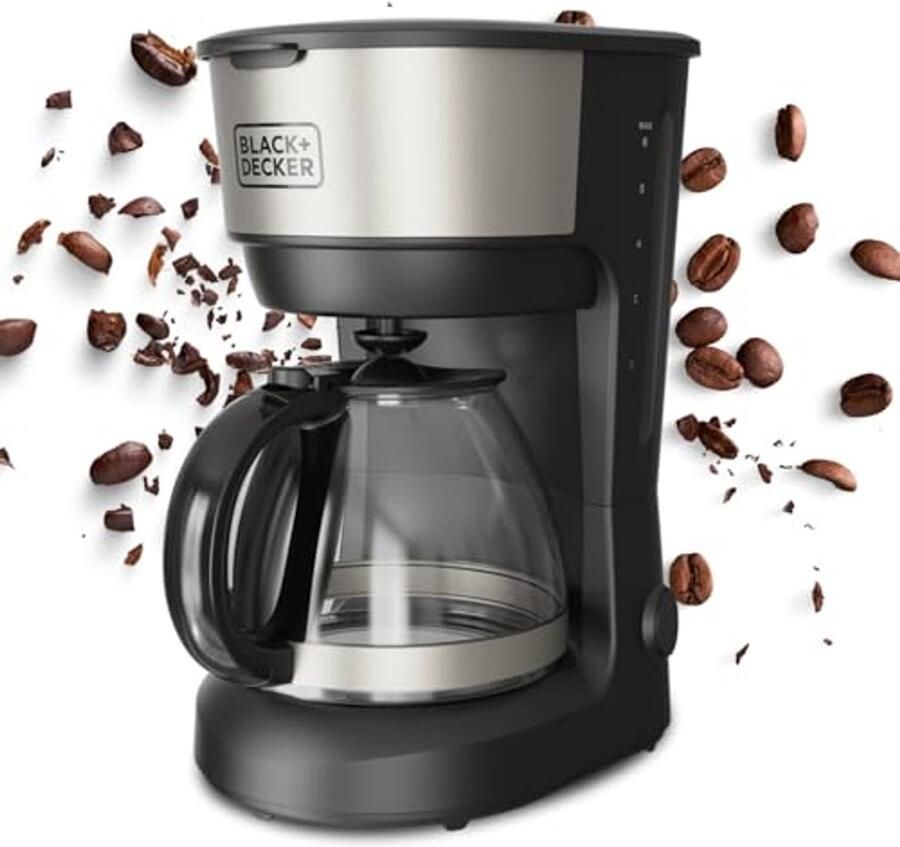 Filterkoffiezetapparaat 600W voor 6 Kopjes Gegradueerde Glazen Kan Verwijderbaar Permanent Filter Warmhoudplaat Compact Ontwerp