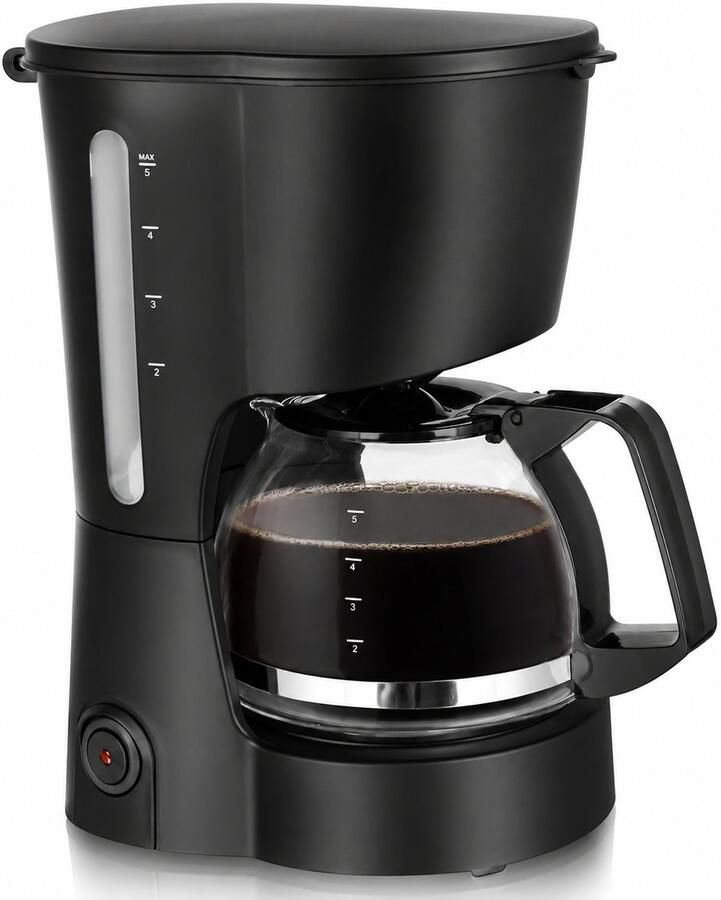 Filterkoffiezetapparaat Compact – 5 Kopjes – 0 6 L Glazen Kan – Permanent Filter – 600 W – Auto-Uitschakeling