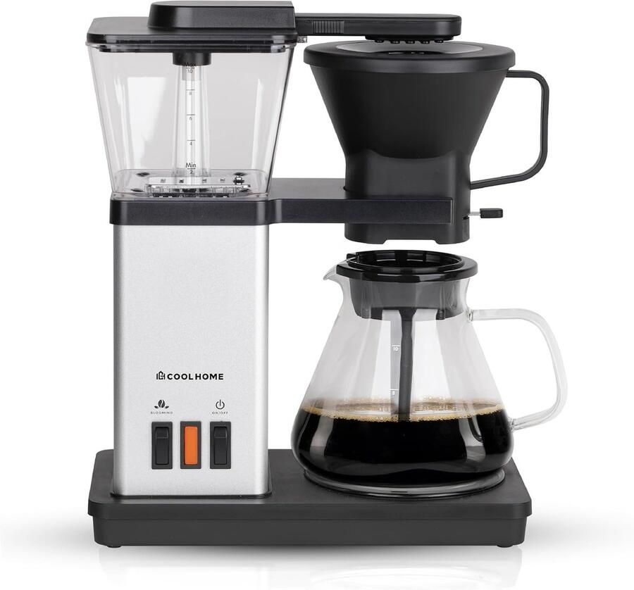 Filterkoffiezetapparaat Grijs Met Warmhoudplaat en Blooming Functie Voor Koffieliefhebbers