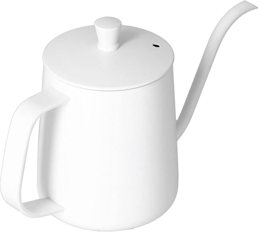 Filterkoffiezetapparaat Koffieketel Handmatig koffiezetten Zwanenhalsuitloop 600 ml Wit