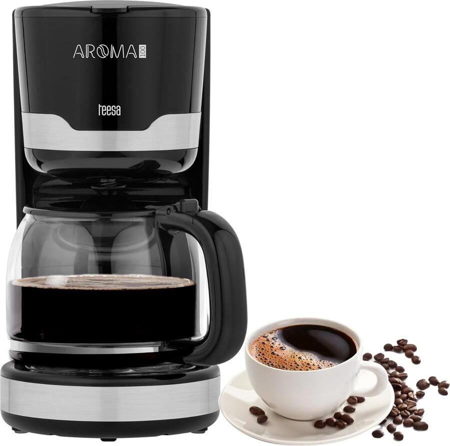 Filterkoffiezetapparaat met Glazen Kan 1.5L Druppelstop Zwart