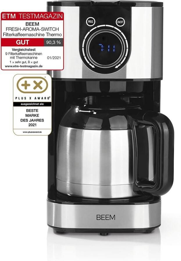 Filterkoffiezetapparaat met Thermoskan 24-uurs Timer en Instelbare Sterkte