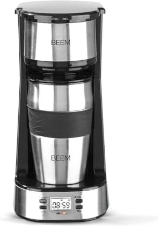 Filterkoffiezetapparaat voor 1 kopje Thermo Inclusief 0 4 l meeneembeker en permanent filter 24-uurs timer 750 Watt