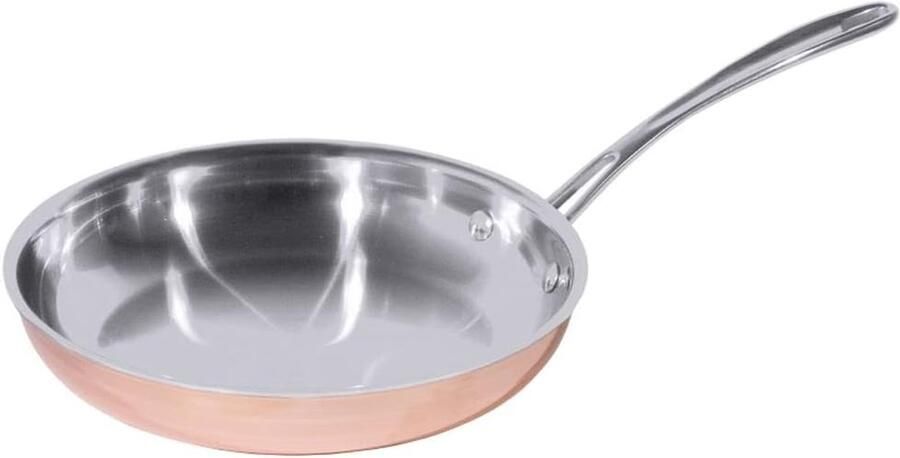 Flambé Pan Koperen Koekenpan Professioneel Koken Multi-laags Constructie 24 cm Koper