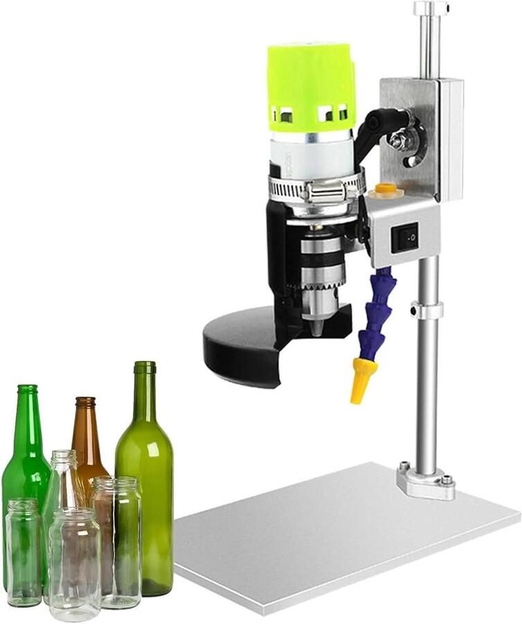 Flessensnijder Elektrisch Glas Snijmachine Creatief Hobbyen Instelbare Snelheid 60 mm Zaagdiepte Zilver