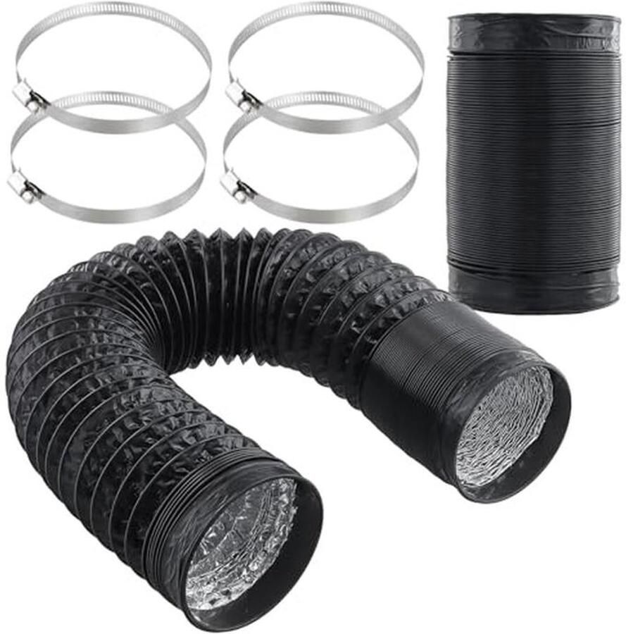 Flexibele Afvoerslang 2m x 100mm met Slangklemmen Ideaal voor Afzuigkappen en Drooginstallaties
