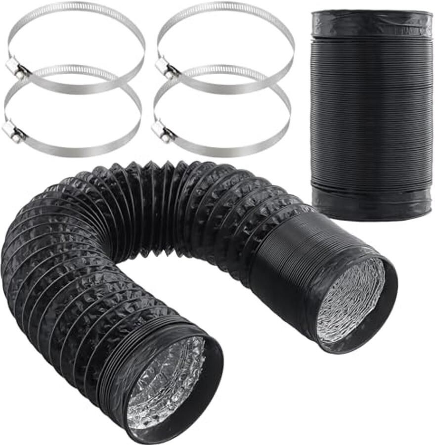 Flexibele Afvoerslang 2m x 100mm met Slangklemmen Ideaal voor Afzuigkappen en Drooginstallaties