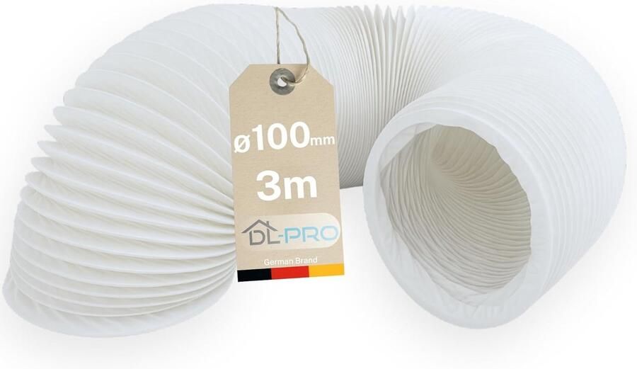 Flexibele Afvoerslang 3 Meter Ø 100 mm PVC Voor Airco Afzuigkap en Droger