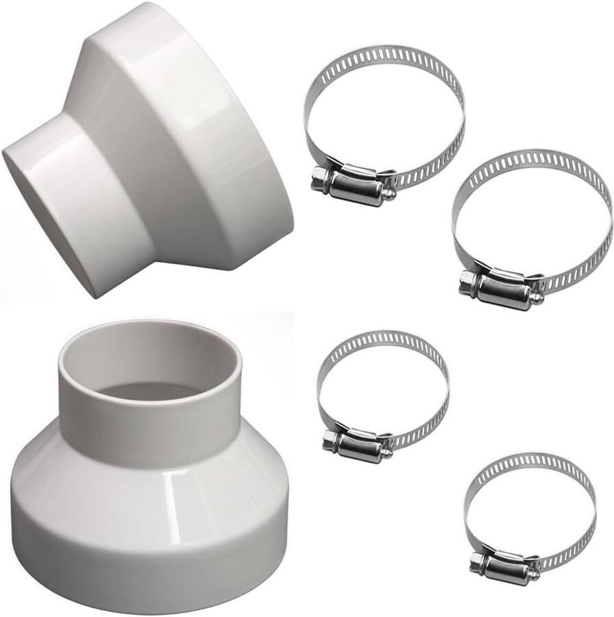 Flexibele afzuigkap buisadapter set reducer voor 100mm naar 75mm ventilatiepijpen luchtstroom optimalisatie en diameter reductie - Foto 1