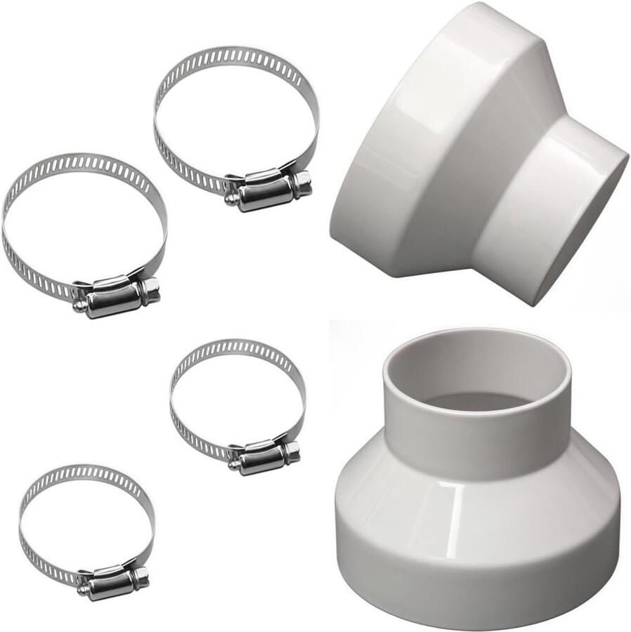 Flexibele afzuigkap buisadapter set reducer voor 100mm naar 75mm ventilatiepijpen luchtstroom optimalisatie en diameter reductie - Foto 2