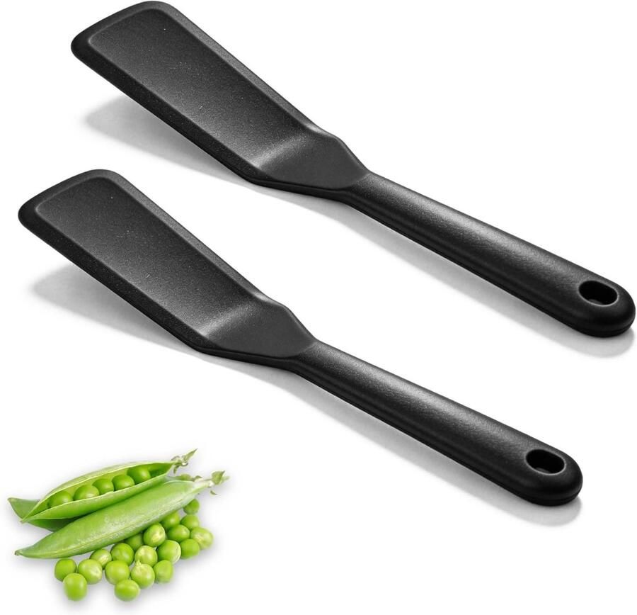 Flexibele en hittebestendige siliconen spatula's ideaal voor pannenkoeken crepes en bakcreaties set van 2 (zwart)