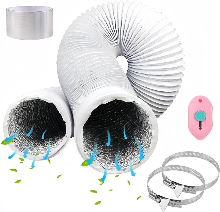 Flexibele Ventilatie Duct voor Wasdroger Afzuigkap en Airco 125mm 4.9 inch met Slangenklemmen voor Efficiënte Luchtcirculatie in Keuken en Badkamer