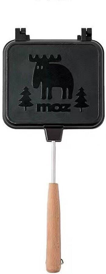 Flip Top Sandwich Toaster Broodrooster Dubbelzijdige draagbare sandwichtoaster Antiaanbaktoaster voor op het fornuis Dubbelzijdig multifunctioneel Voor thuis kamperen en picknicks Zwart