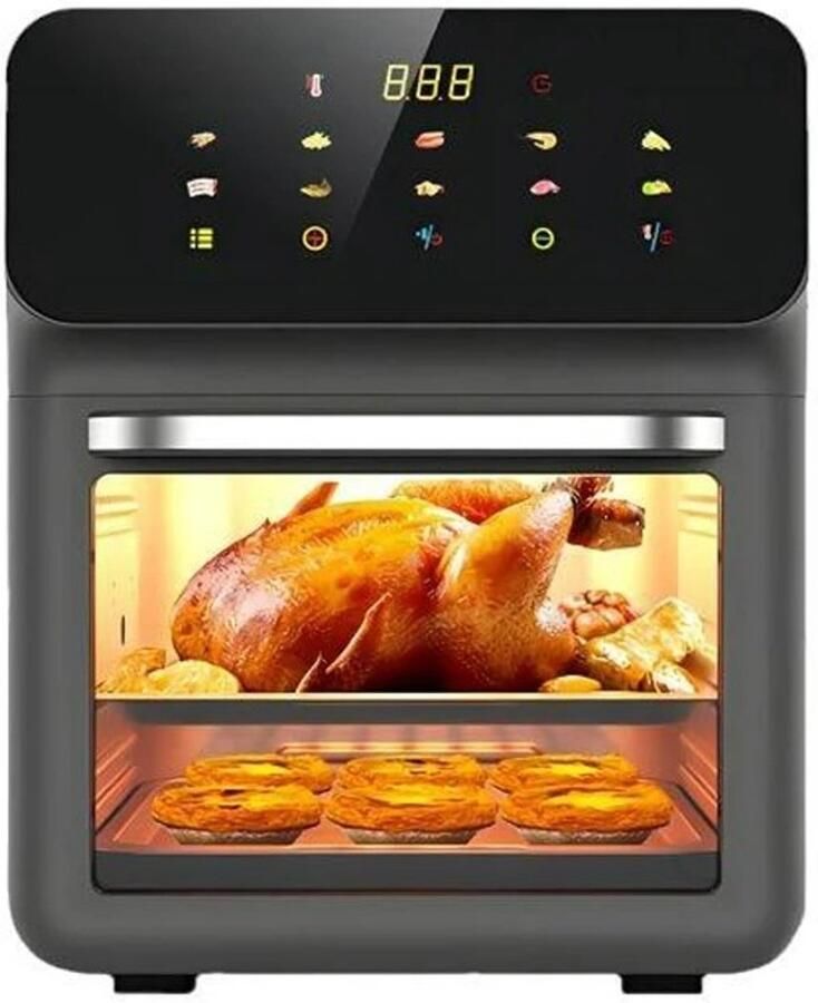 Flolife Airfryer XXL 10 Liter – Olievrije Heteluchtfriteuse met 360° Circulatie Automatische Standen Elektrische Bakoven voor het Hele Gezin