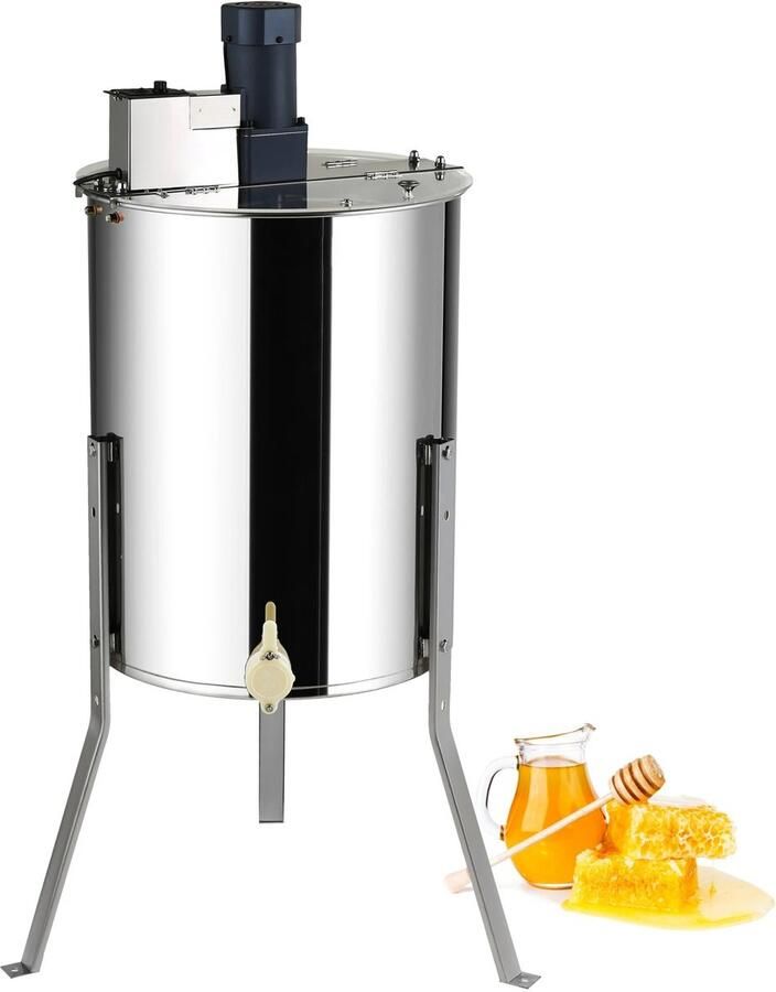 Flolife Elektrische Honingtrekker 4 8 Ramen – RVS Honingspinner met In Hoogte Verstelbare Standaard – Bijenteelt Extractor