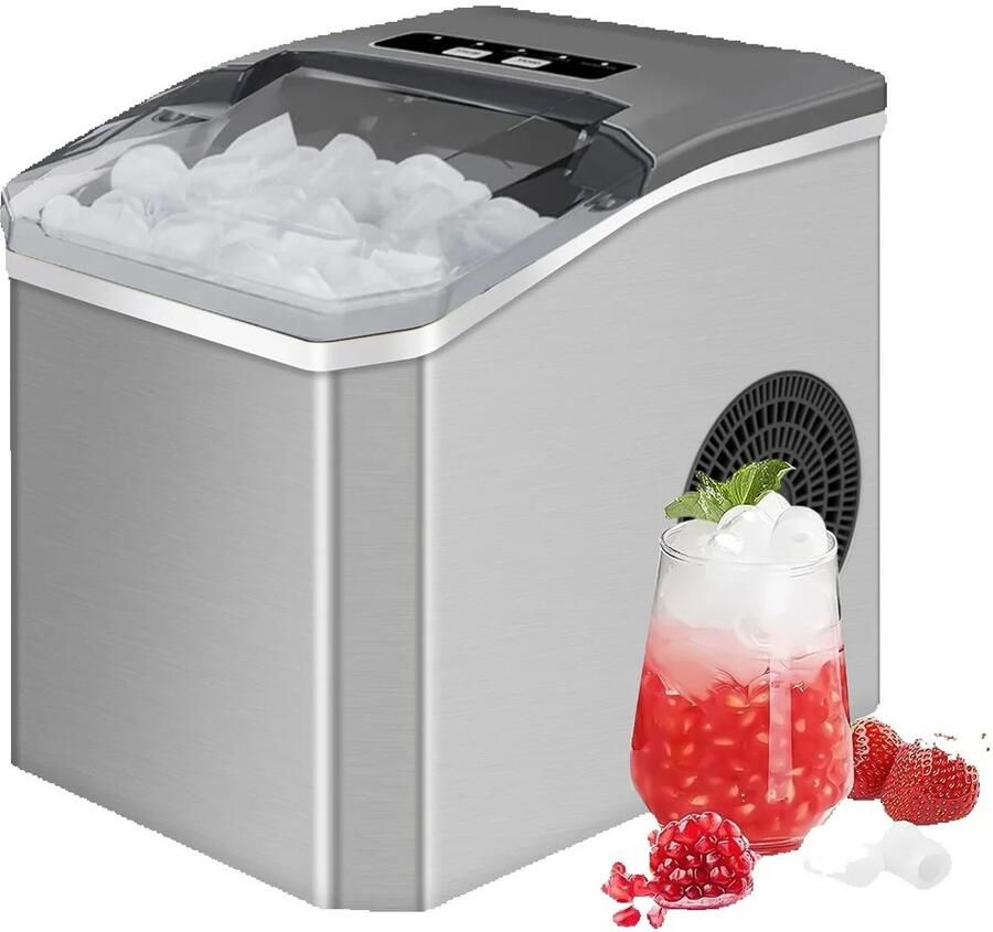 Flolife Elektrische Ijsmachine 220V – Automatische Mini IJsblokjesmaker met Schep – Compact voor Thuis Keuken Bar en Kantoor