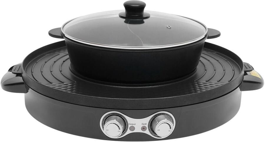 Flolife Hotpot met grill Electrisch Elektrische Grill 2200W Rookloze Elektrische BBQ 2 in 1