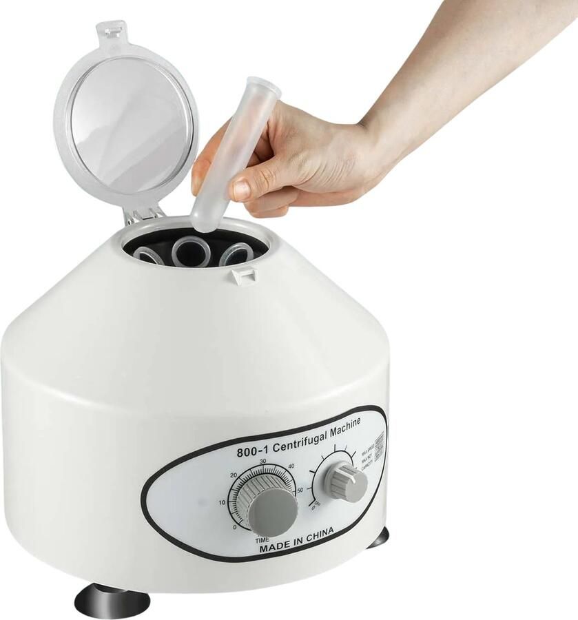Flolife Laboratoriumcentrifuge 6x20 ml 1790xg – Elektrische Tafelcentrifuge 0-4000 TPM met Regelbare Snelheid en Timer 220V 25W voor Bloed Plasma en Laboratoriumgebruik
