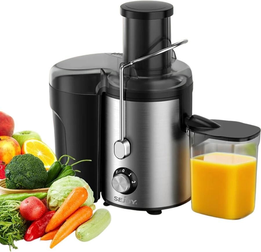 Flolife Sapcentrifuge met 2 Snelheden en Veiligheidsvergrendeling – Elektrische Fruitpers voor Vers Sap – Centrifugale Extractor voor Hard & Zacht Fruit – RVS