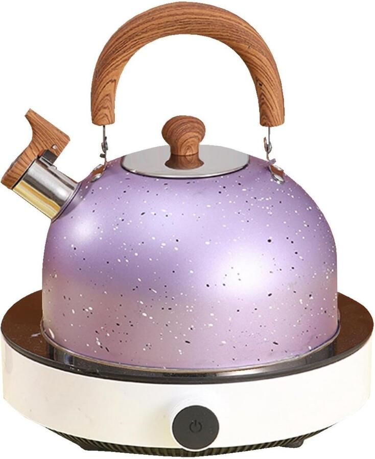 Fluitende theeketel Waterkoker RVS Snel water koken Luid fluitend signaal 2 liter capaciteit Paars