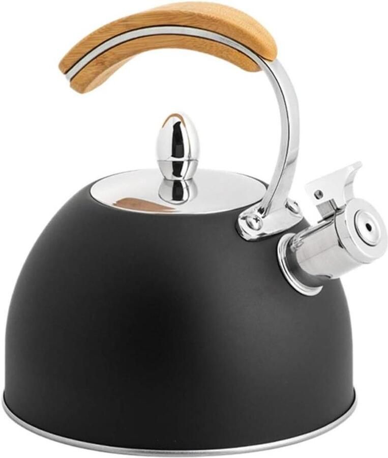 Fluitende Theeketel Waterkoker Theepot Thee Zetten Hout Hittebestendig Handvat 3L Zwart