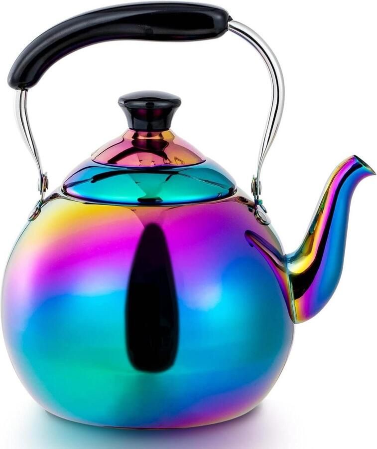 Fluitende waterketel Theepot roestvrij staal Snel water koken Inductiegeschikt 1.9 Liter Regenboogkleurig